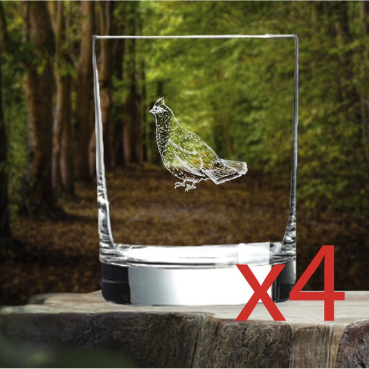 Grouse Whiskey Glasses x4 Double 14 Oz Premium Old Fashioned Animal Gift NEW