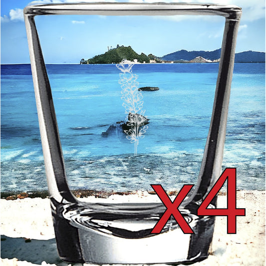 Lavender x4 Shot Glasses Spirit Liquor Party 2 Oz Premium Customize Flower NEW