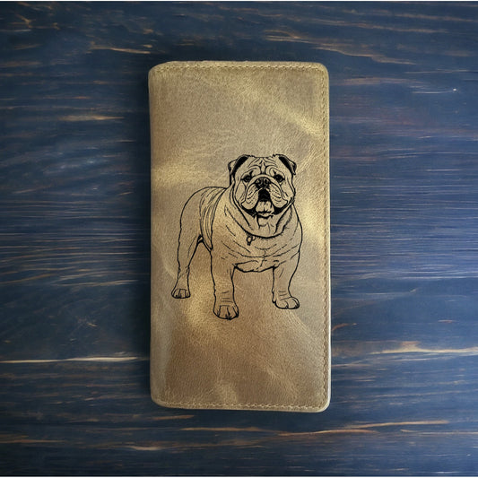 Bulldog Rodeo Wallet Cowboy Western Buffalo Leather Premium Dog Pet Animal NEW