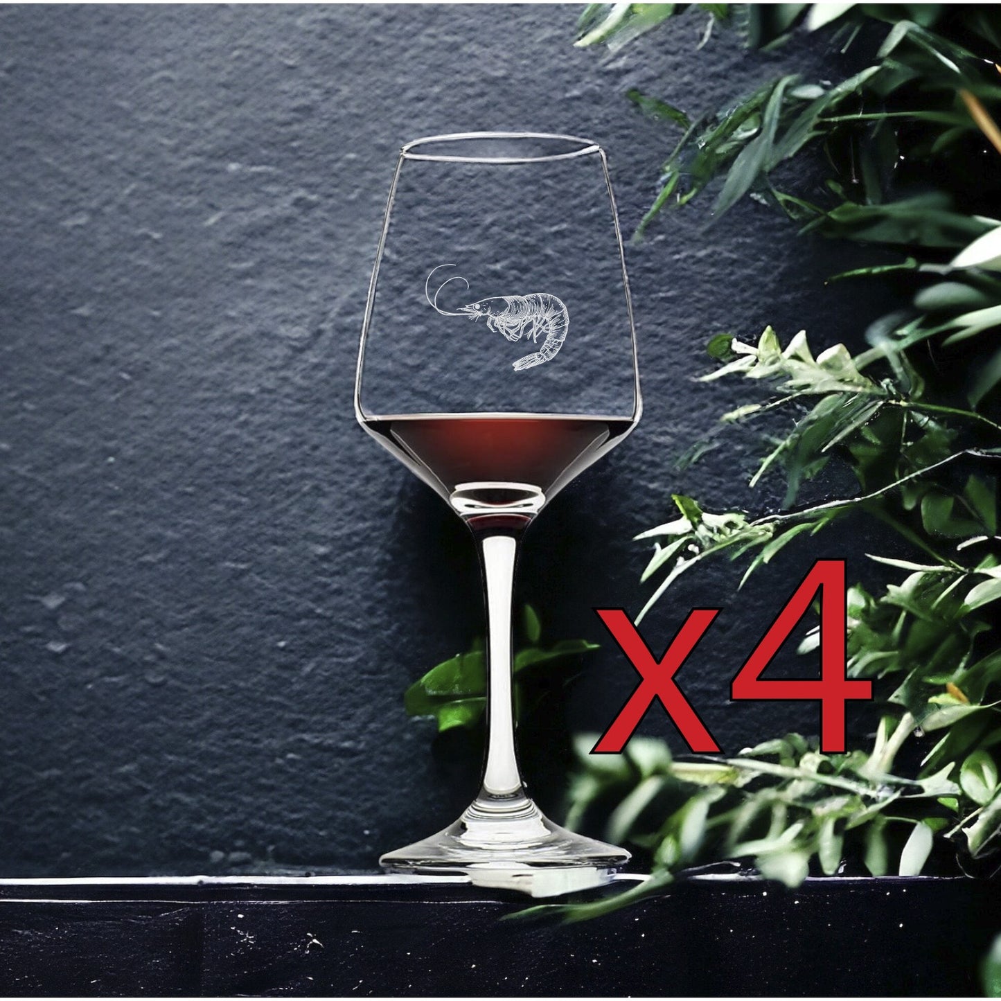Shrimp Wine Glasses x4 Premium 12 Oz Personalize Animal Ocean Wild Gift NEW