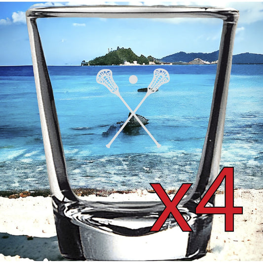 Lacrosse x4 Shot Glasses Spirit Liquor Party 2 Oz Premium Customize Sport NEW