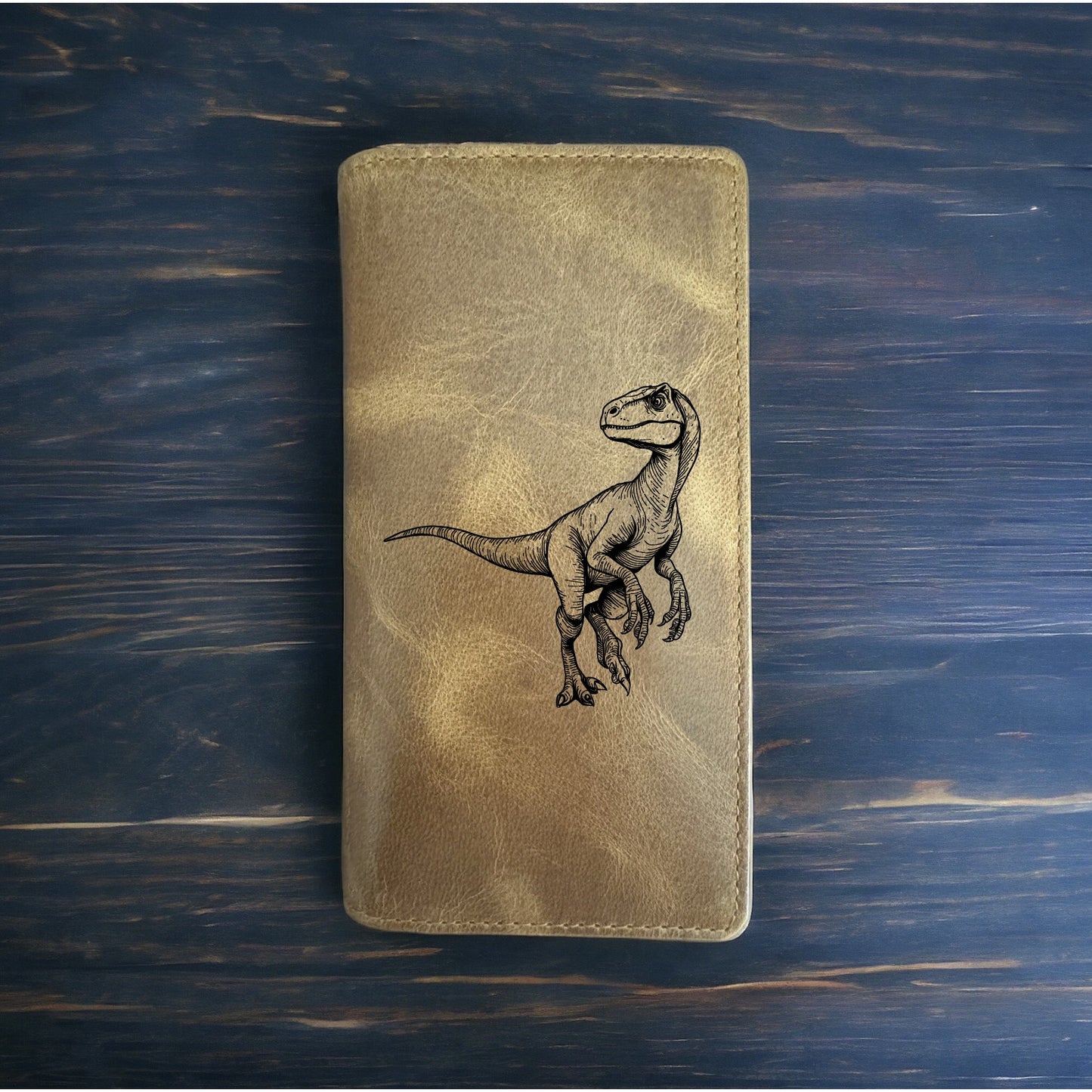 Velociraptor Rodeo Wallet Cowboy Western Buffalo Leather Premium Dinosaur NEW
