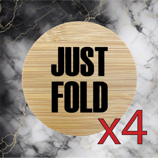 Just Fold x4 Bamboo Coasters Drink Natural Wood Home Decor Lounge Poker Game NEW