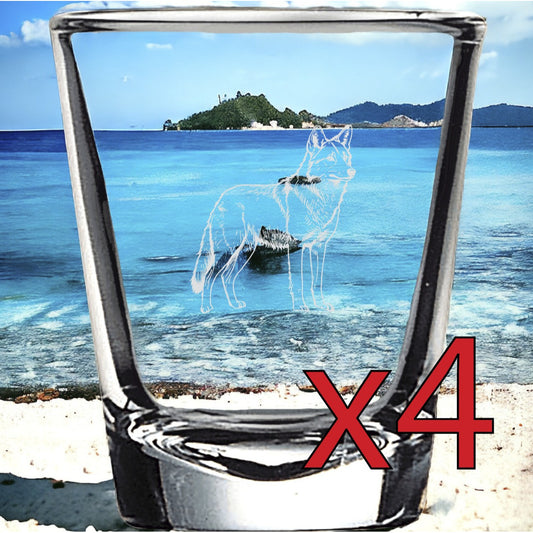 Coyote x4 Shot Glasses Spirit Liquor Party 2 Oz Premium Customize Animal NEW