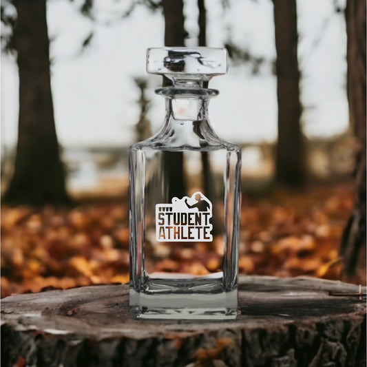 Student Athlete Decanter 26 Oz Bourbon Whiskey Premium Glass Personalize NEW