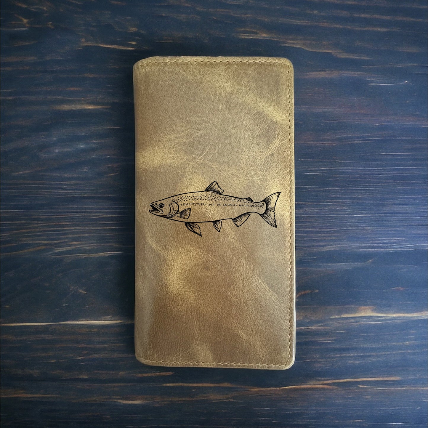 Salmon Rodeo Wallet Cowboy Western Buffalo Leather Premium Animal Fish Gift NEW
