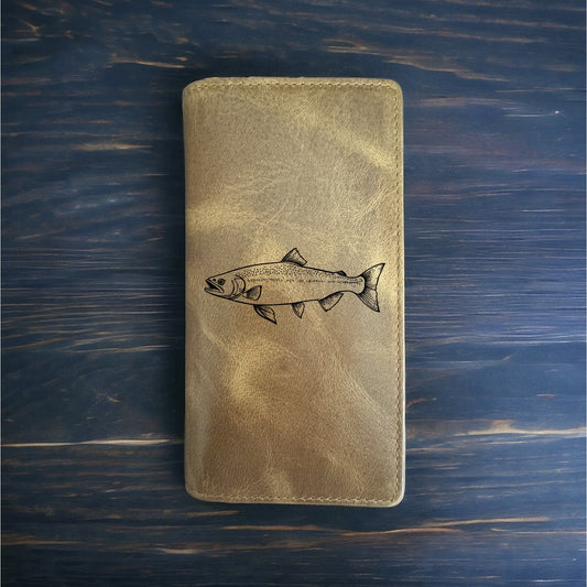 Salmon Rodeo Wallet Cowboy Western Buffalo Leather Premium Animal Fish Gift NEW