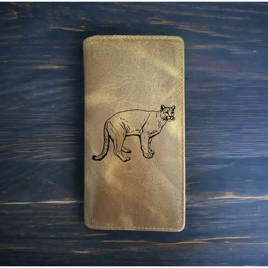 Mountain Lion Rodeo Wallet Cowboy Western Buffalo Leather Premium Cougar Cat NEW