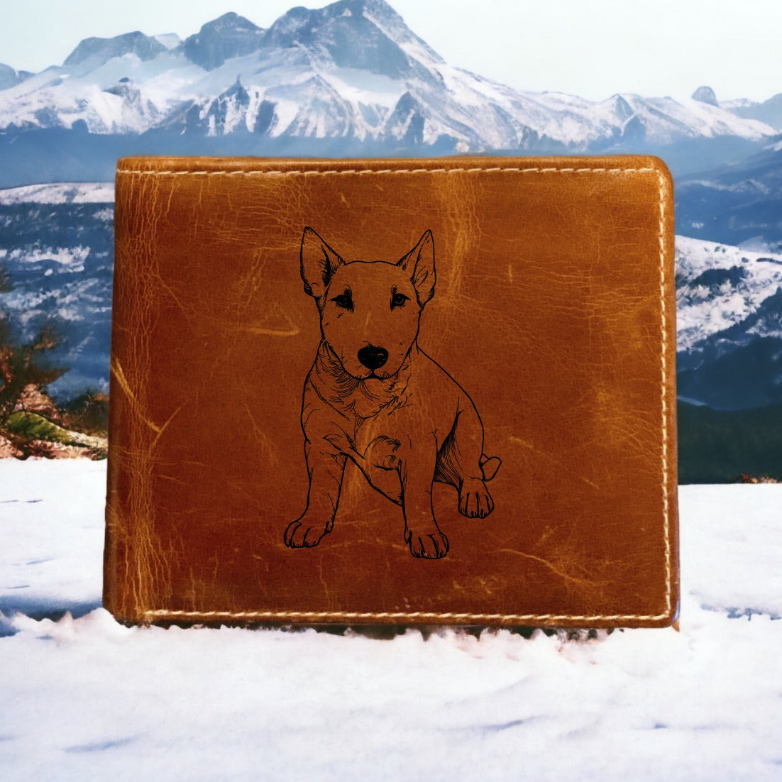 Bull Terrier Leather Wallet Bifold Premium Quality Buffalo Dog Pet Animal NEW