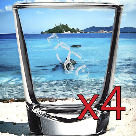 Clown Fish x4 Shot Glasses Spirit Liquor Party 2 Oz Premium Customize Ocean NEW