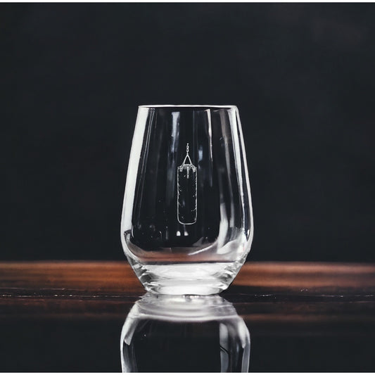 Heavy Bag Stemless Wine Glasses x4 Premium 15 Oz Personalize Boxing MMA Gift NEW