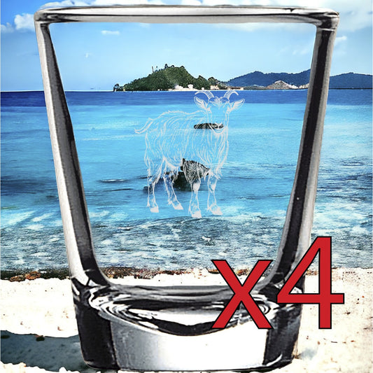 Goat x4 Shot Glasses Spirit Liquor Party 2 Oz Premium Customize Farm Animal NEW