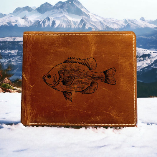Bluegill Leather Wallet Bifold Premium Quality Buffalo Fish Animal Outdoor NEW