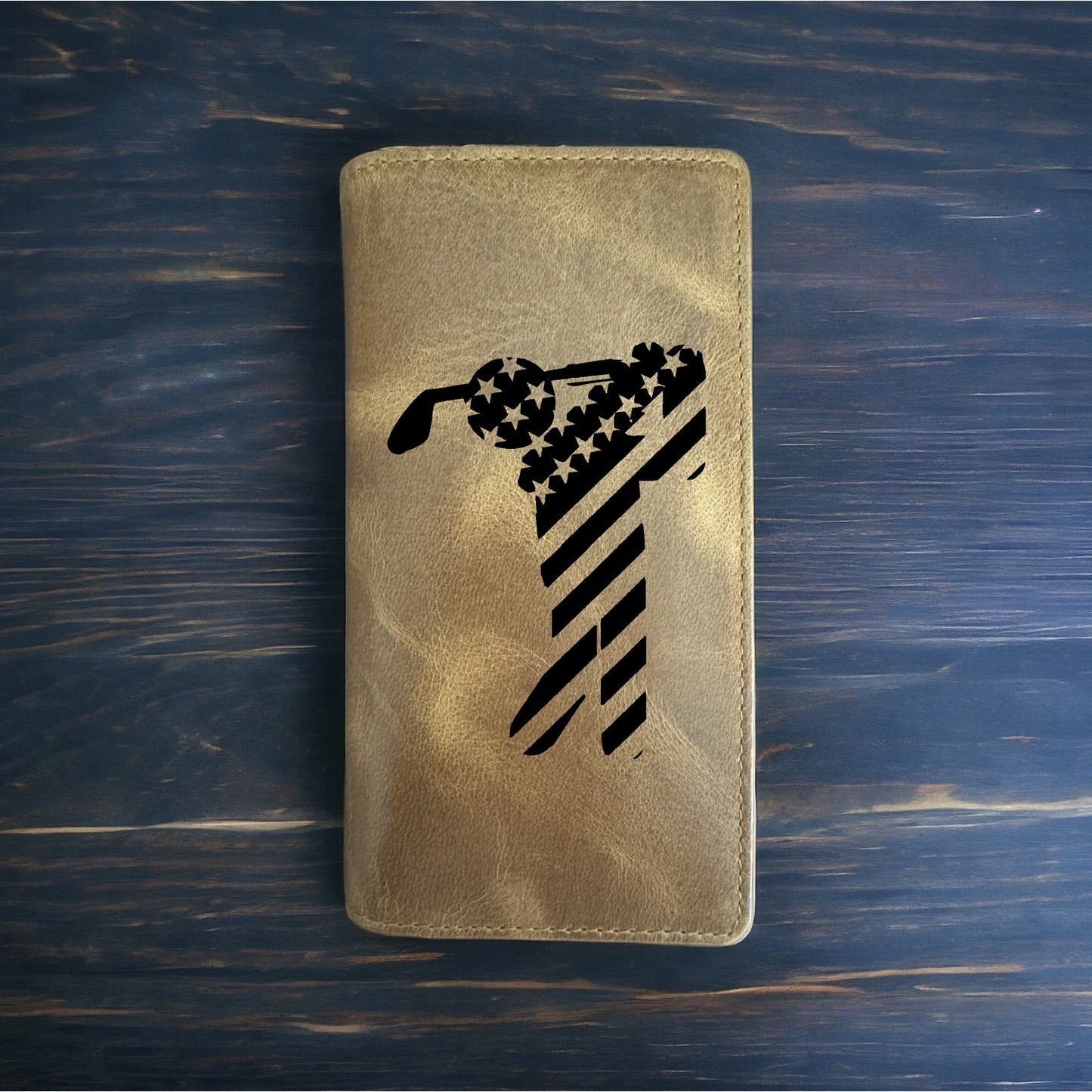 Golf USA Rodeo Wallet Cowboy Western Buffalo Leather Premium Flag America NEW
