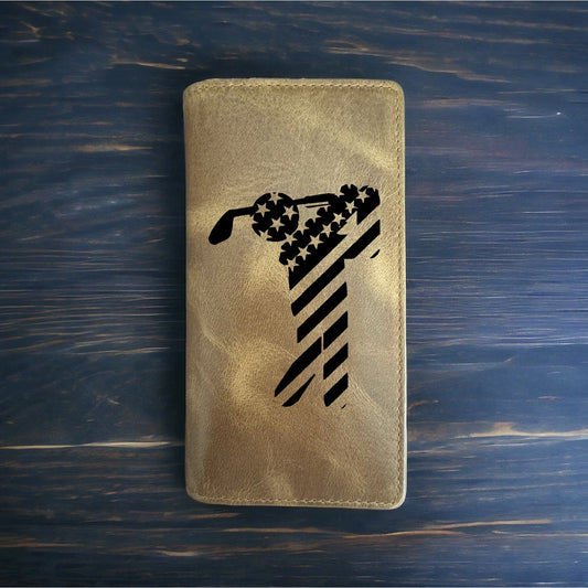 Golf USA Rodeo Wallet Cowboy Western Buffalo Leather Premium Flag America NEW