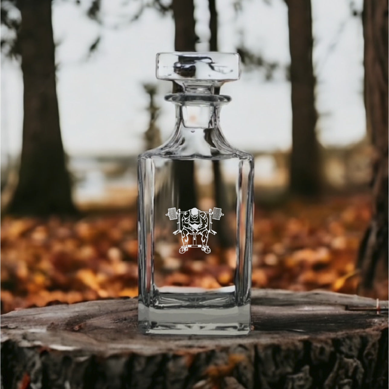 Workout Decanter 26 Oz Bourbon Whiskey Premium Glass Personalize Bench Gym NEW