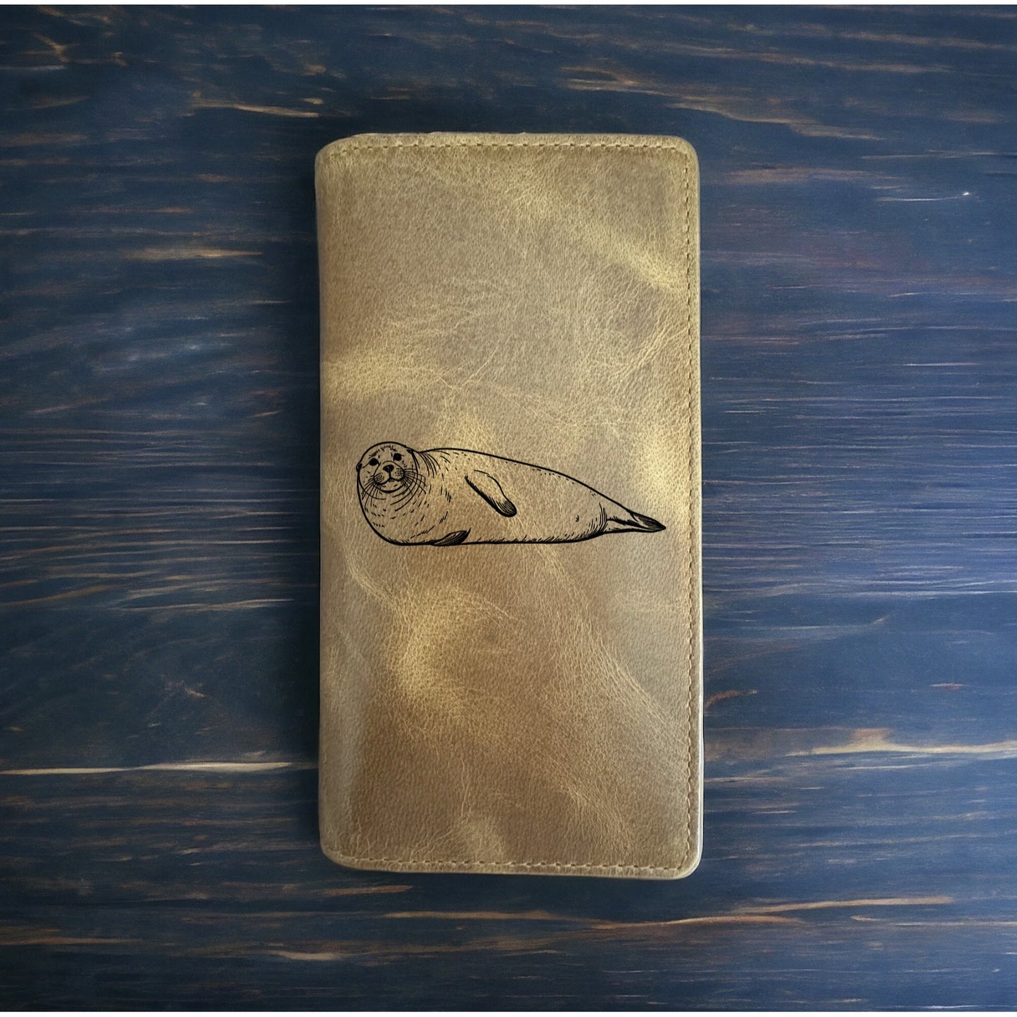 Seal Rodeo Wallet Cowboy Western Buffalo Leather Premium Ocean Animal Gift NEW