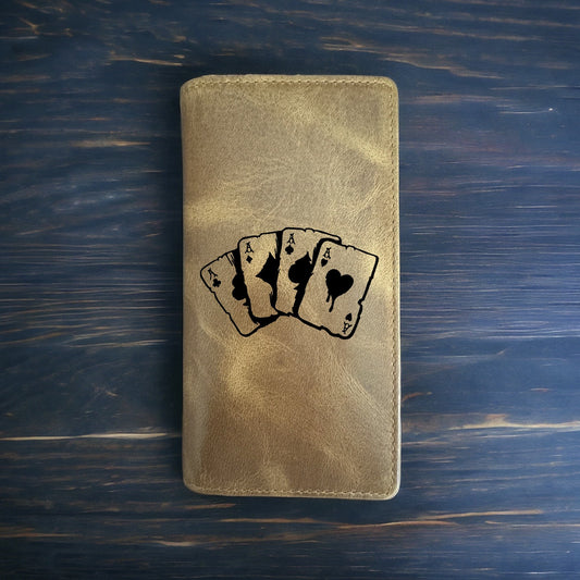 Hand of Aces Rodeo Wallet Cowboy Western Buffalo Leather Premium Cards Poker NEW