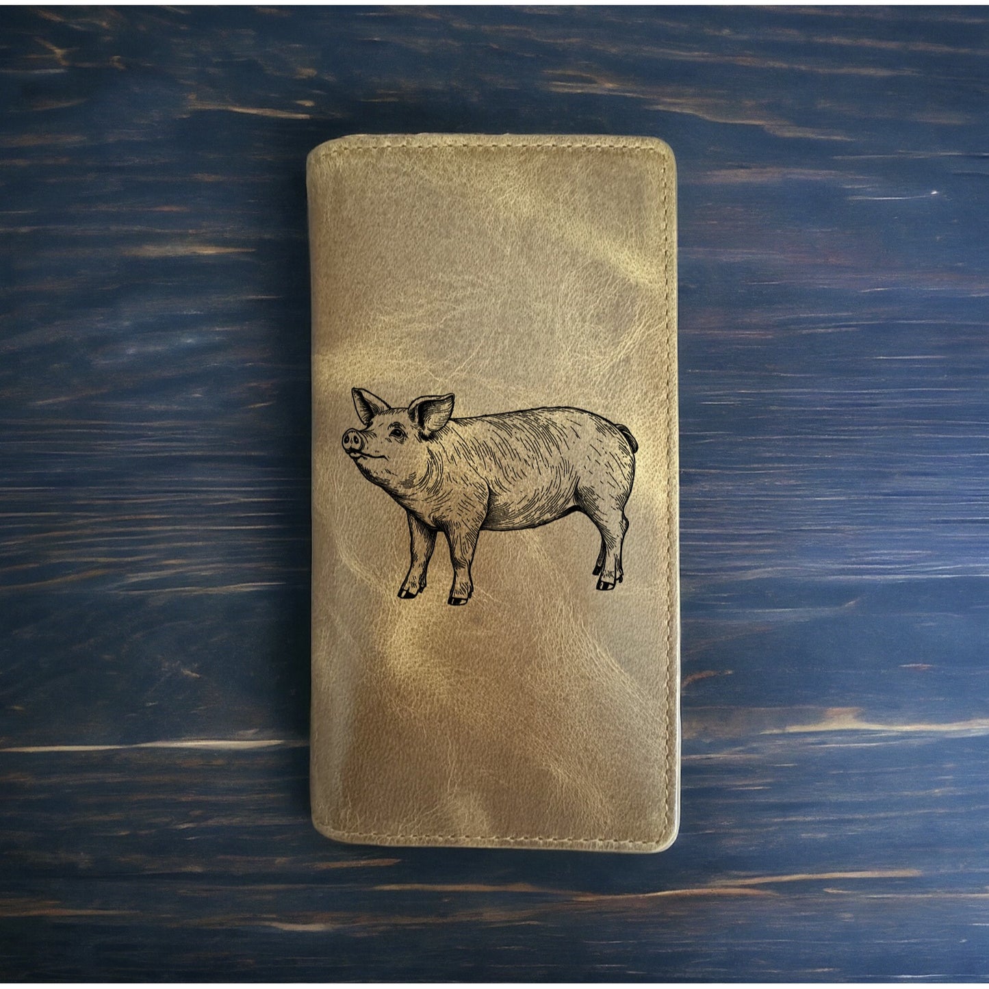 Pig Rodeo Wallet Cowboy Western Buffalo Leather Premium Farm Animal Gift NEW